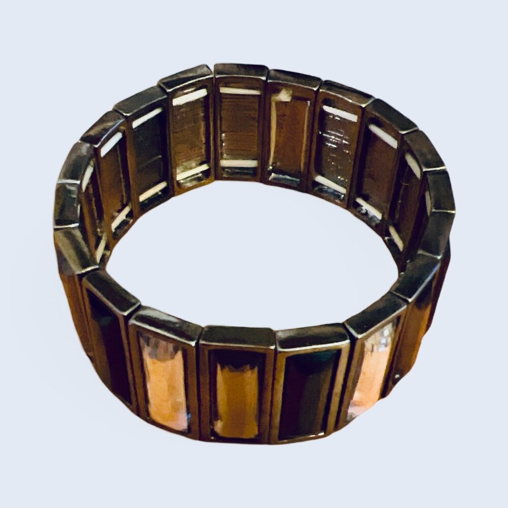 Vintage Chunky Rectangular Stretch Bracelet - image 2